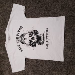Slik Skull and Snake White Tee Men's Size Medium